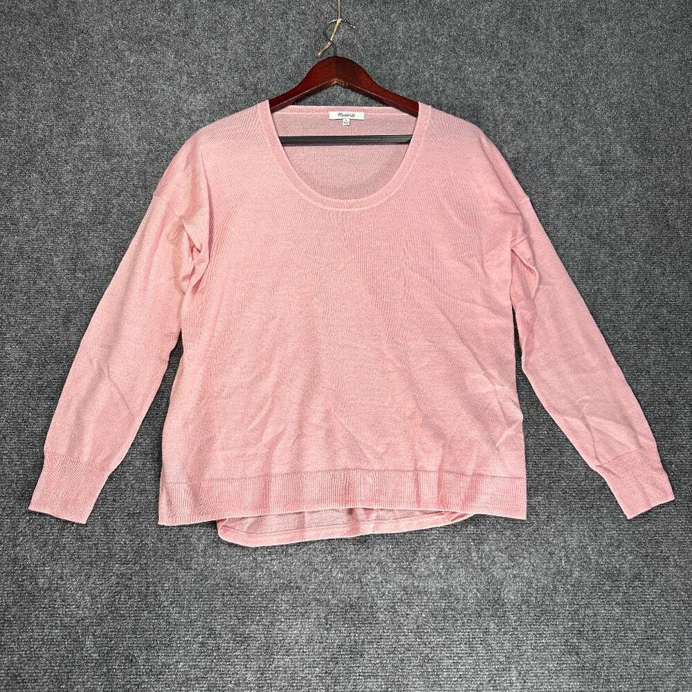 Madewell Southstar Sweater Womens Small Pink Merino Wool Blend Split Hem